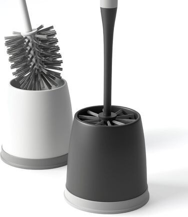 Набір для туалету SAVEGA: щітка для унітазу з інноваційною структурою щетинок та зручним тримачем. Сучасний дизайн, матовий чорний/сірий колір.