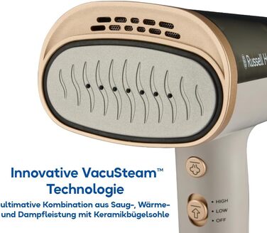 Відпарювач Russell Hobbs VacuSteam Pro: відпарювання та прасування з технологією всмоктування, керамічна підошва, 200 мл резервуар, 3 рівні потужності, для всіх тканин