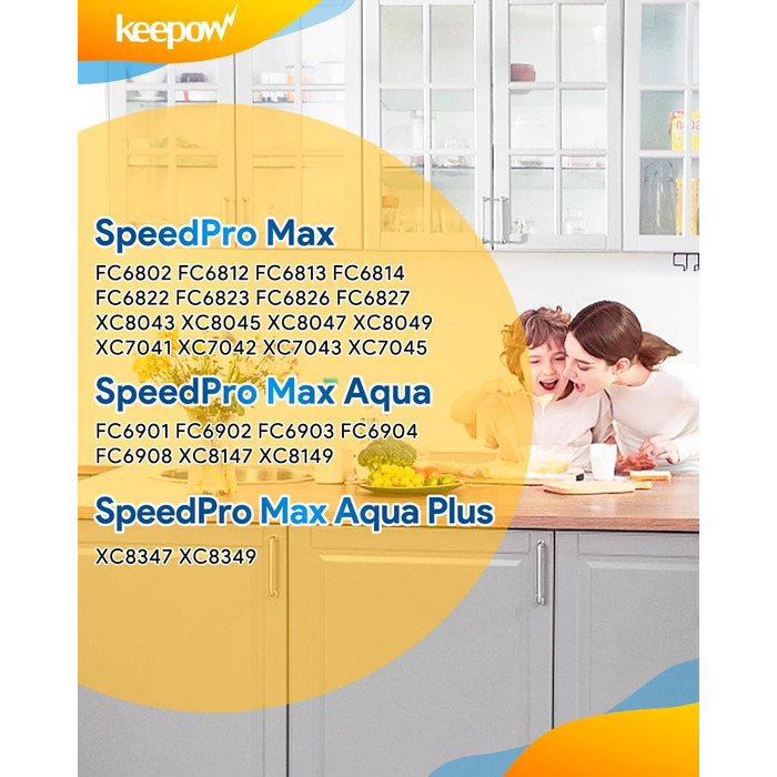 Набір фільтрів Keepow для пилососа Philips SpeedPro Max Aqua (8 шт.), мийні HEPA-фільтри для аккумуляторного пилососа