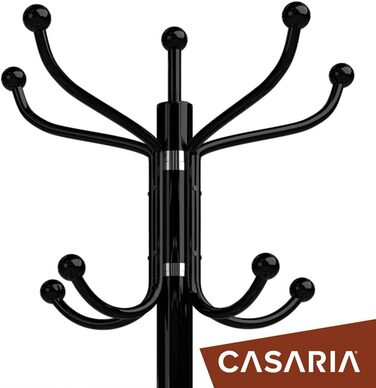 Casaria® Clothes Rack Marble Base Metal 14 Hooks 360° Swivel Stable 37x37x175 cm Entryway Office Coat Rack Clothes Rail Jacket Stand Black
