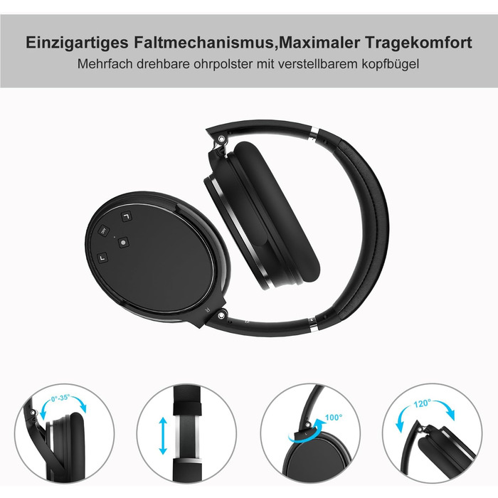 Бездротові навушники з активним шумозаглушенням Srhythm NC25, Bluetooth, Hi-Fi звук, глибокий бас, NFC, вбудований мікрофон, чорні