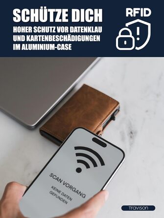Чоловічий міні-портмонело Travison® SMART з відділенням для монет та купюр - картхолдер з RFID-захистом (світло-коричневий)