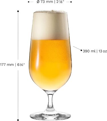 Набір келихів для пива Stölzle Lausitz Grand Cuvée 6 шт, 390 мл – Кришталеві келихи для Pilsner та іншого пива, Німеччина