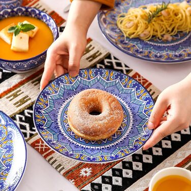 Набір посуду Vancasso MANDALA 16 предметів, кераміка, ручна робота, блакитний, для 4 осіб