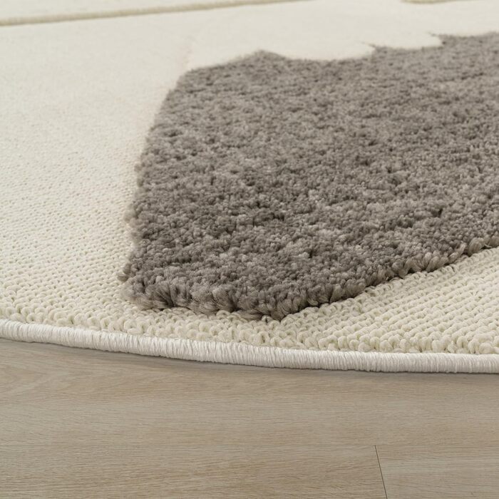 Paco Home Rug Children's Room Rug Play Rug Crawling Rug Short Pile Motif Sun 3D Effect Soft Modern Decor, Size: 160 cm Round, Color: Cream 2 160 cm Round Cream 2