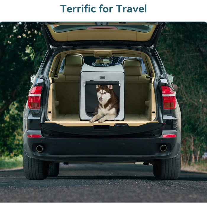 Клітка для собак Petsfit, складана, сіра, велика (79.5 x 44 x 67 см)