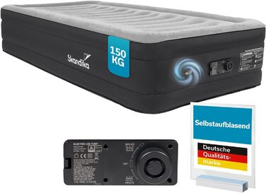 Надувна матрац Skandika Sveja | Самостійно надувний матрац для кемпінгу, 204 x 151 x 43 см, 300 кг, з насосом та сумкою