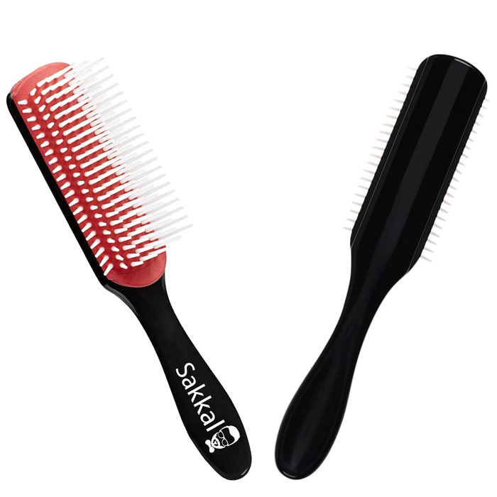 Професійна щітка для волосся з щетиною кабана для довгих, тонких, густих, кучерявих волосся без пошкоджень, для жінок, дітей, мокрого волосся. Чорний колір.