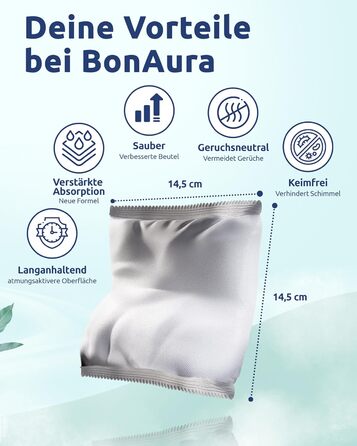 BonAura® Абсорбер вологи без електроенергії - для підвалів, ванних кімнат та інших приміщень - набір з гранул для поглинання вологи (4 x поглинач) - захист від плісняви