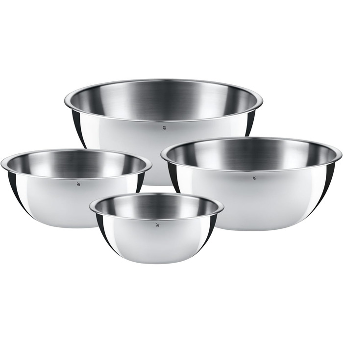 WMF Gourmet Bowl Set, 4-Piece, Stainless Steel Bowls for the Kitchen 1.0L - 3.5L, Mixing Bowls, Salad Bowls, Serving Bowls, Cromargan, Nesting