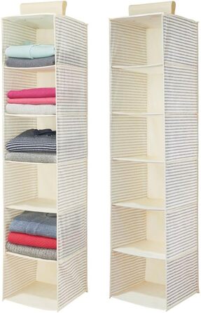 Тканинний підвісний шафа mDesign – 6 полиць – сірий та чорний колір, ідеально для одягу, ременів, клатчів