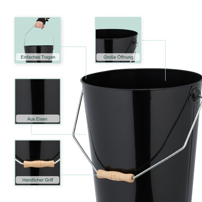 Relaxdays Black Charcoal Bucket with Handle