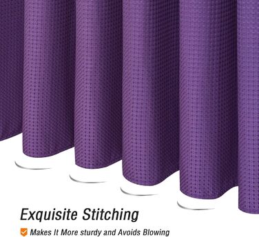 Драпіруваний душовий завіс Gibelle 183x213 см, вафельний візерунок, текстиль, фіолетовий, водонепроникний, для прання в машині