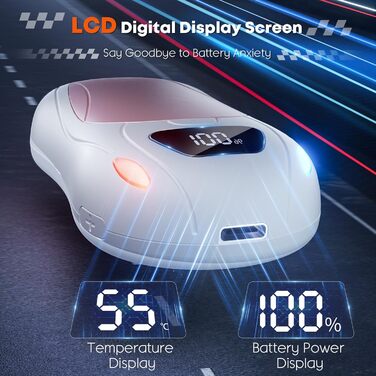 Електричні грілки для рук 2 шт. 12000 mAh з магнітним двостороннім нагріванням та цифровим індикатором температури та заряду батареї для відпочинку на природі/кемпінгу (Білий-Рожевий)