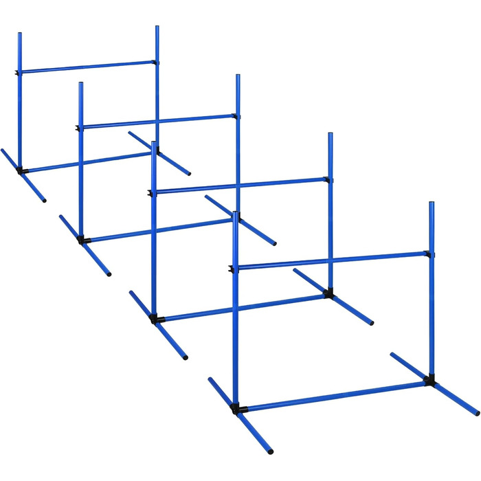 Набір для аджиліті для собак 4-TLG, обладнання для собачого спорту, регульована висота, з сумкою, PVC, блакитний