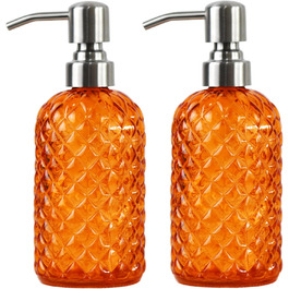 Дозатор мила для ванної та кухні зі скла та нержавіючої сталі 304 (Помаранчевий, 2 шт.)