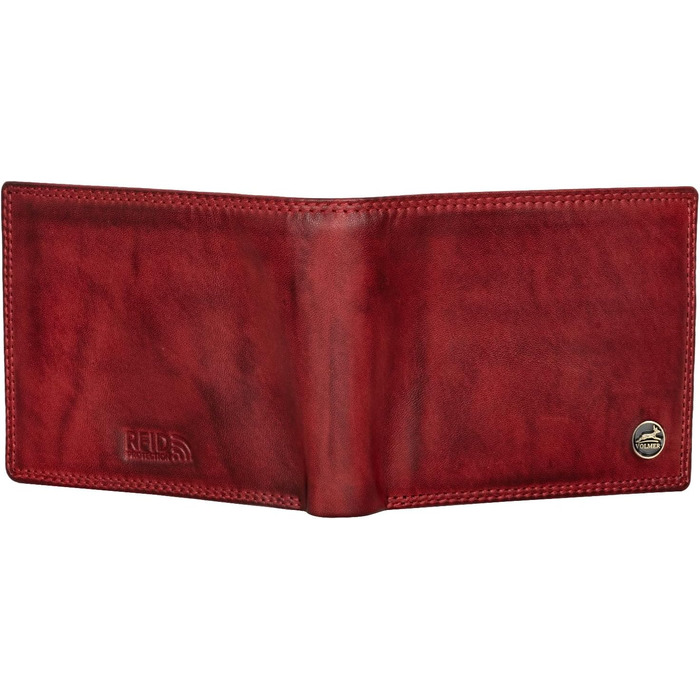 Чоловічий шкіряний гаманець Volmer з RFID-захистом, місткий (9+4 картки), Бордовий