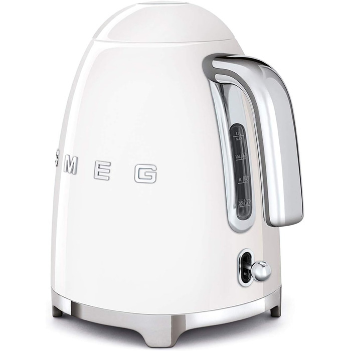 Електричний чайник Smeg KLF03WHEU 1.7л, 2400Вт, з фільтром від накипу та системою Soft-Opening, білий