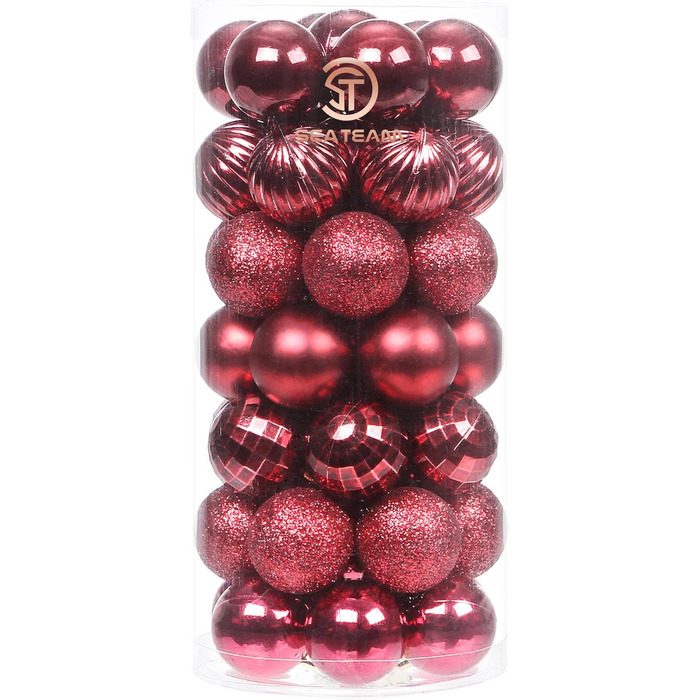 41 штука прикрас для ялинки Sea Team: міцні пластикові кулі з ниткою, 60 мм (блакитний, золотий, червоний), 30 мм