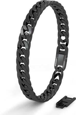 Сербасар | Преміальний браслет з нержавіючої сталі для чоловіків | Хірургічна сталь 316L | Водостійкий | Надійний замок | Три кольори | У подарунковій коробці (23см, Кубанський, Чорний)