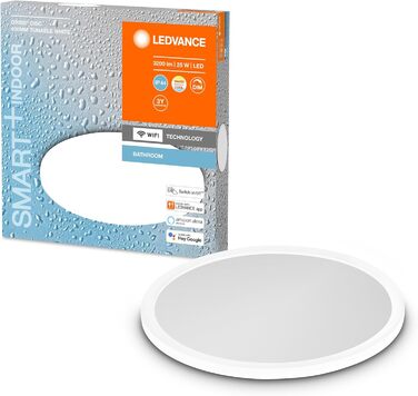 LEDVANCE Smart LED Bathroom Lamp white, 1200LM, 3000-6500K, 300mm x 70mm, IP44, Orbis Bath Bathroom Fixture with Wifi Technology, dimmable, controllable via app and voice assistants (White, 40cm, Disc)