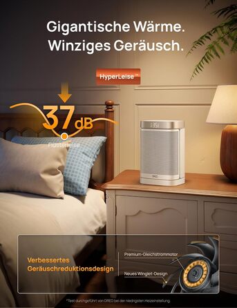 Електрична керамічна теплова гармата DREO 318, 1500 Вт з термостатом, захистом від перегріву та нахилу, таймером та дитячим замком