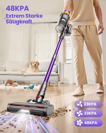 Акумуляторний пилосос SICBCGB 48000Pa/550W/70хв, 2.0L з HD-дисплеєм, антизаплутувальною щіткою, док-станцією, 11-шаровою фільтрацією для шерсті тварин та авто (фіолетовий)