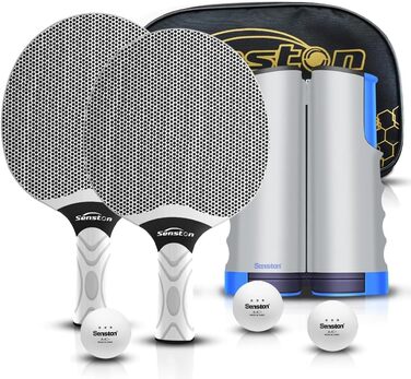 Senston Table Tennis Set - Professional Paddles for 4 Players - Rubber Compound Paddles for Indoor/Outdoor Play (Gray Net)