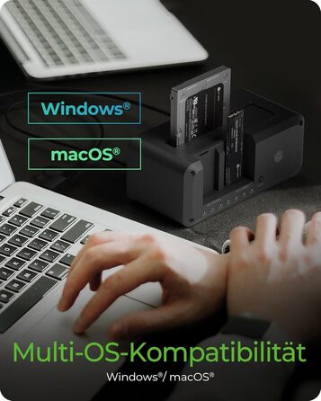 ICY BOX Док-станція для HDD/SSD USB 3.2 Gen 2 (10 Gbit/s) - Клонування жорстких дисків, підтримка 2.5' та 3.5' SATA, M.2 NVMe