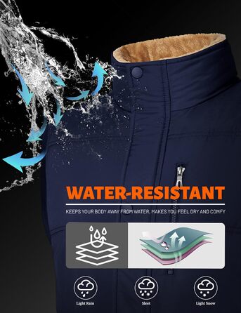 MAGCOMSEN Жилетка чоловіча утеплена зимова, без рукавів, тепла флісова жилетка для відпочинку, термо-перехідна жилетка з багатьма кишенями, розмір M, темно-синій