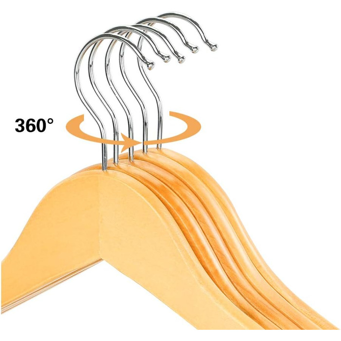 Дерев'яні вішалки для одягу з виступами для спідниць та штанів, 360° обертання, 20 шт. (білий)