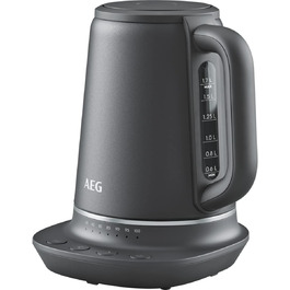 Електрочайник AEG K7-1-6BP, 1,7 л, 7 температур, з функцією підтримки тепла, 3-рівнева безпека, антипригарне покриття, LED-індикатор, захист від капання, легке очищення, 360° база, сірий