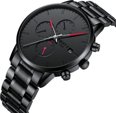 Годинник чоловічий NIBOSI аналоговий, бізнес, хронограф, повсякденний, військовий, водонепроникний, з нержавіючої сталі, для хлопців (червоний)