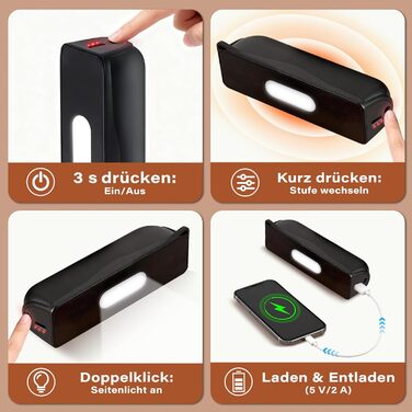 Електричний грілка для рук Citybee 10000 mAh з магнітною підключенням (2 шт.) - портативний нагрівач з підсвічуванням, 3 режими, до 55°C - для кемпінгу, туризму, активного відпочинку