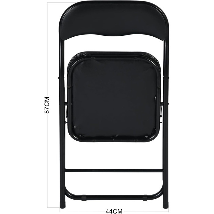 LuxNook 2 Pack PVC Folding Chair, Folding Stool with Cushion, Strong Metal Frame, Camping Chair, Foldable Chair, Office Chair, Space-Saving Desk Chair for Guest, Holds up to 150kg, 2pcs Black