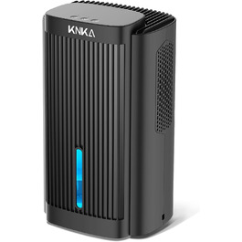 Електричний осушувач повітря KNKA, 1.1 л, для дому, ванної кімнати, підвалу, тихий (28 дБ), з автовимкненням та нічним режимом, кольорове підсвічування (білий), колір: чорний