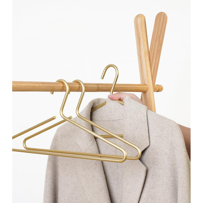 Premium Matte Gold Aluminum Clothes Hangers, 6-Pack, 41.5cm Extra Smooth & Dual Metal Shirt Hangers, Aluminum Alloy Clothes Hangers, Clothing Support, Clothes Hang