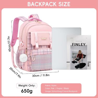 Дитячий рюкзак для школи для дівчаток 1-5 клас, 2025, Kawaii, ергономічний з нагрудним ременем, водонепроникний, 27L (Рожевий)