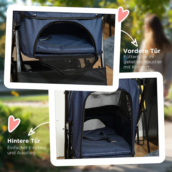 PawHut Buggy для собак та котів: зручний візок для вигулу домашніх тварин, блакитний, 76,5 x 52 x 95 см