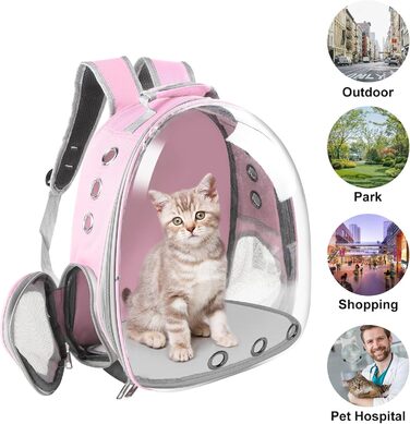 Сумка-переноска для котів, домашніх тварин, рюкзак-переноска, передня кишеня для маленьких, середніх котів, цуценят, собак (Рожева)
