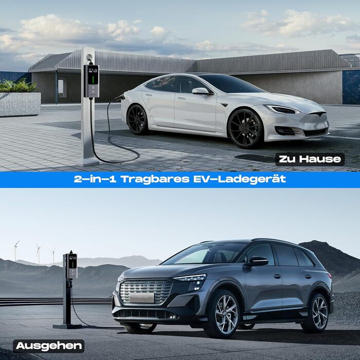 Мобільна зарядка для електромобіля 11 кВт, кабель CEE 16A - Type 2, 5м, 6-16A, програмування часу старту