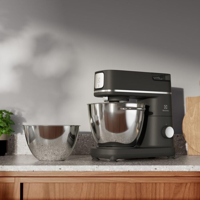 Тістоміс для хліба Electrolux EKM5570 з нержавіючої сталі, 1200 Вт, 10 швидкостей, з вінчиком та кришкою, Black Pearl (Стаціонарний міксер)