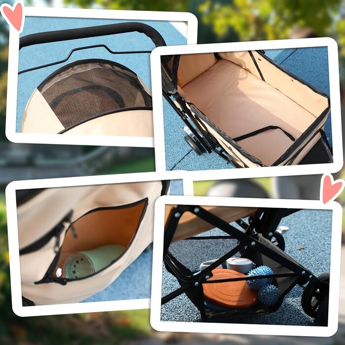 PawHut Будь-куди: Візок для собак і котів, Pet Stroller, коричневий, 76,5 x 52 x 95 см