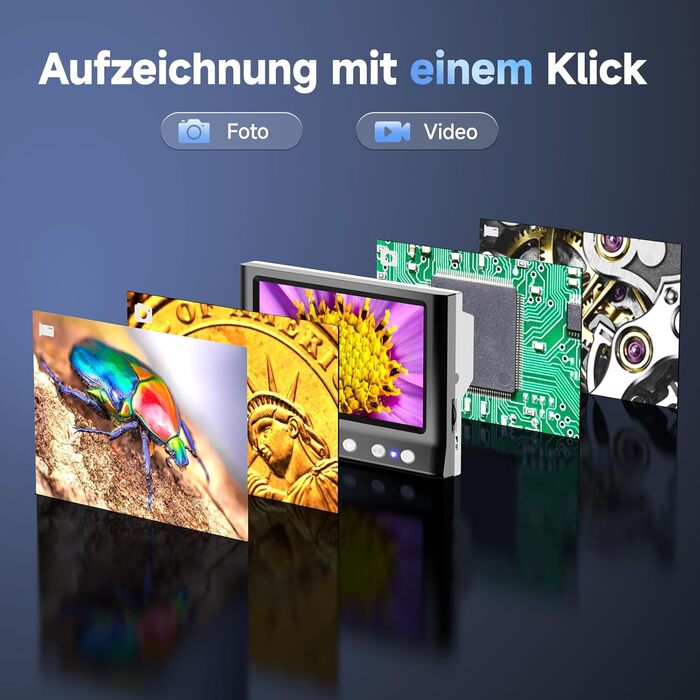 Цифровий мікроскоп Leipan LPM7 4.3' для дітей та дорослих, 1000x збільшення, IPS дисплей, 8 LED, USB-підключення до ПК (Windows/Mac), 32GB TF-карта, DM7-4.3' монетосвід