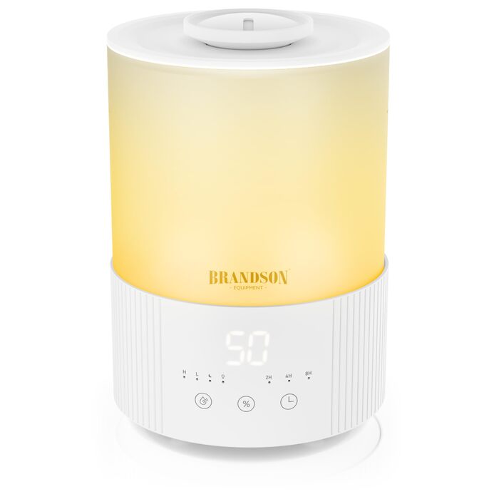 Зволожувач повітря Brandson з дисплеєм, 2.5 л, 3 режими, регулювання вологості, тихий, LED-підсвітка, таймер, нічний режим, для вітальні та спальні