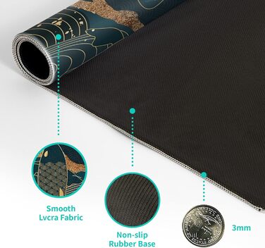 Японський килимок для миші з хвилями океану, великий ігровий килимок з аніме, подовжений килимок на стіл Канагава, товщина 3 мм, неслизька гумова основа, 80 x 30 см (Кої-карп)