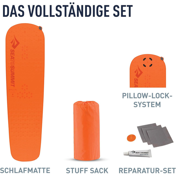 Килимок туристичний надувний Sea to Summit Ultralight Delta Core-V Regular, 2.5 сезони, оранжевий