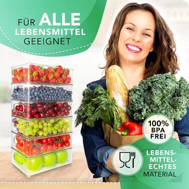 SCHWARZGLUT® Refrigerator Organizer 6-Piece Set for Maximum Order in the Refrigerator | Stackable | Organizer | Fridge Organizer | Storage | Boxes for Refrigerator | BPA Free