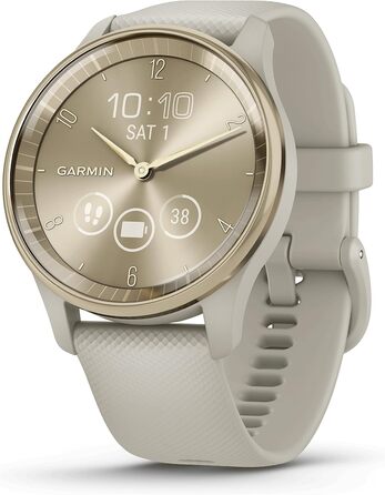 Garmin vívomove Trend – гібридний смарт-годинник з аналоговими стрілками та сенсорним дисплеєм, фітнес-функціями, аналізом сну, GarminPay, сповіщеннями та до 5 днів роботи від акумулятора (Trend, кремове золото)