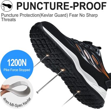 Черевики робочі, захисні для чоловіків та жінок. Легкі, спортивні, дихаючі, зі сталевим підноском. Розміри 36-46 EU, 46 EU. Колір: коричневий, на кнопці-фіксаторі.